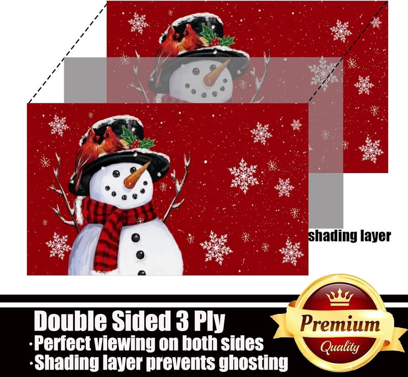 ducuh Christmas Flag 3x5 Outdoor Double Sided 3 Ply-Snow Snowman Snowflake Winter Christmas Flags-Vivid Color Clear Pattern Reinforcement Sewing Durable Polyester with 2 Brass Grommets - Image 2